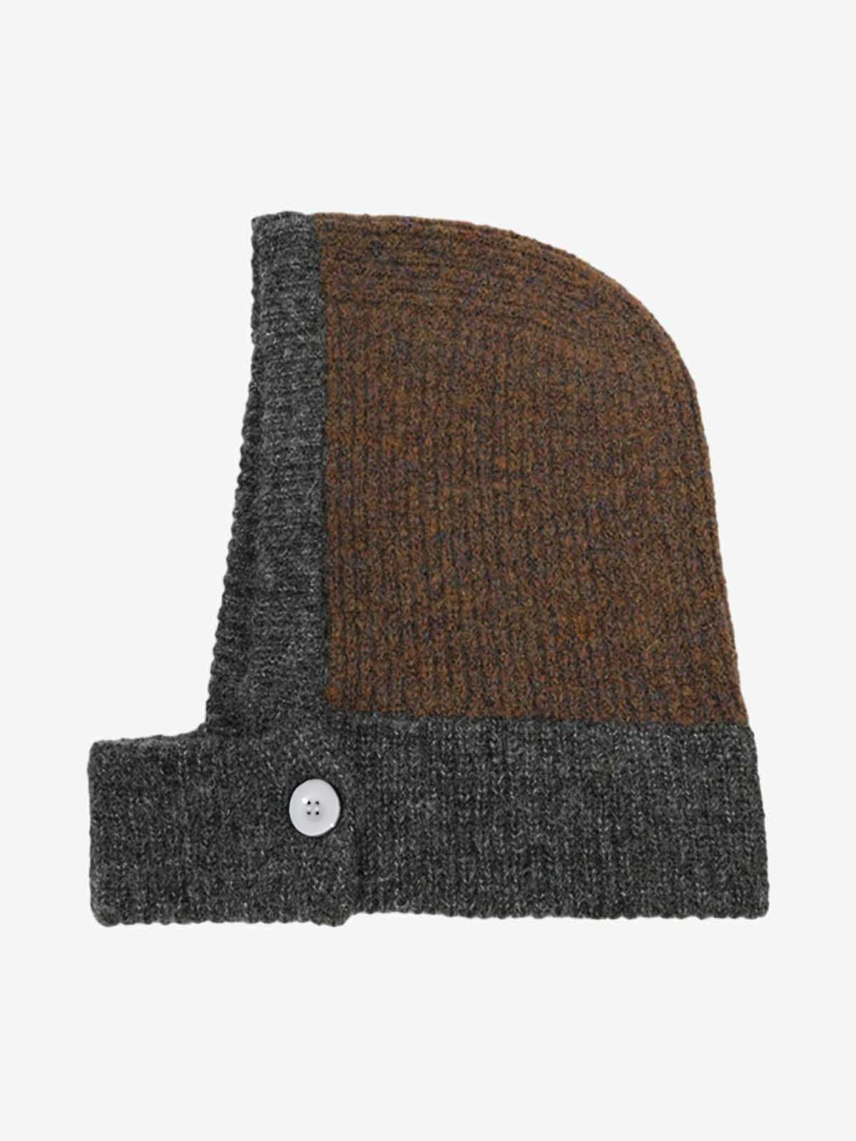 Retro Color-Block Chunky Knit Balaclava Hats 