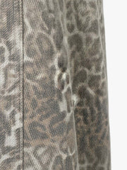 Street Leopard Camouflage Pleated Barrel Jeans 