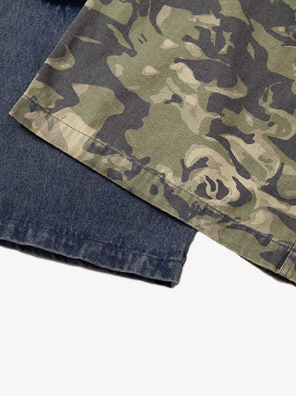 Camouflage Patchwork Workwear Straight Jeans 