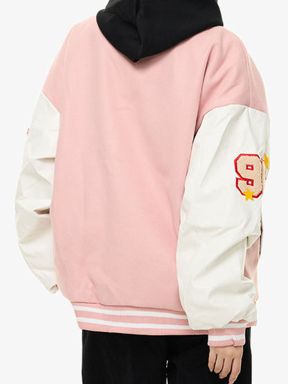 Apple Flocking Embroidered Baseball Jacket 