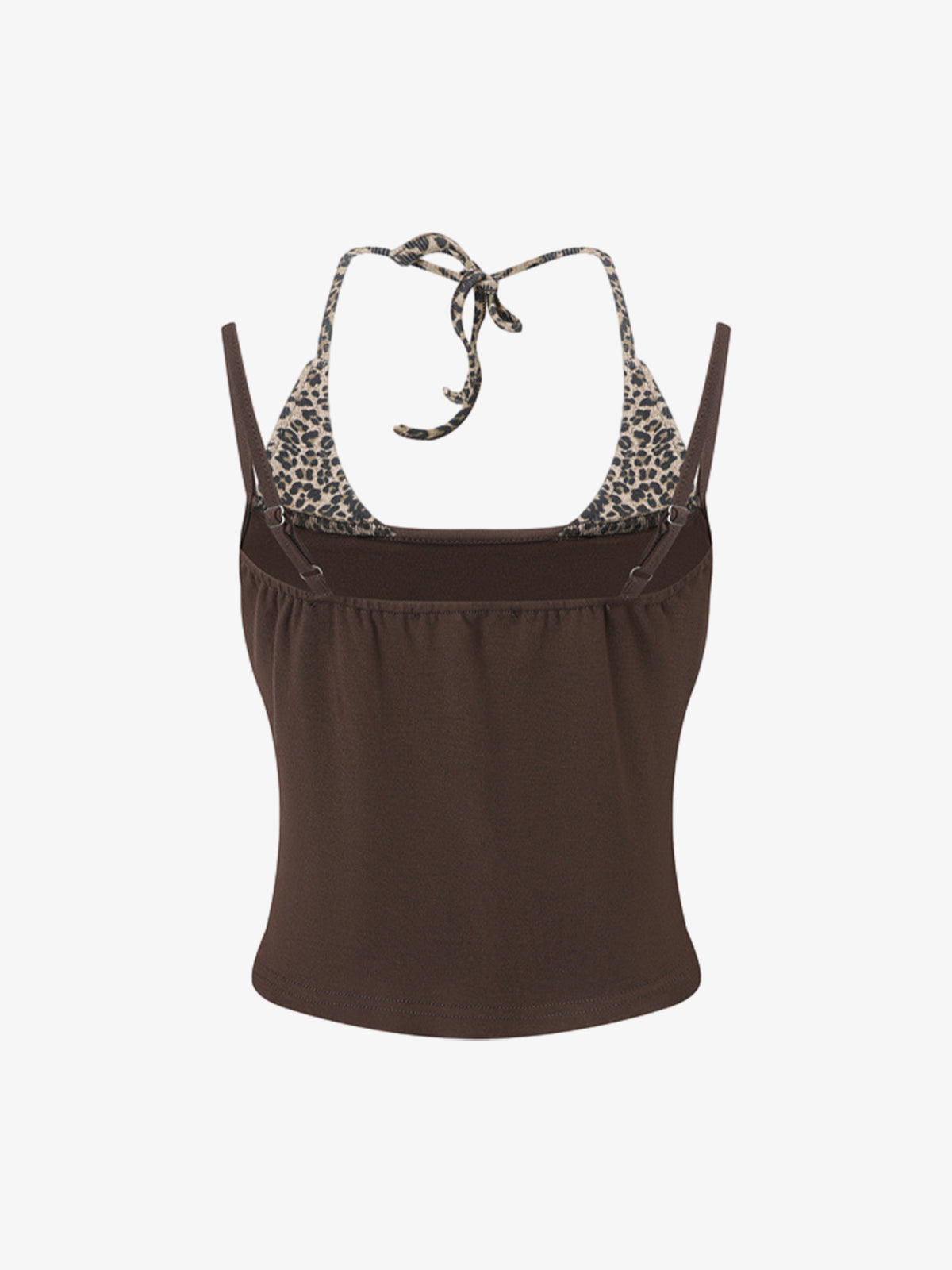 Top corto halter con estampado de leopardo