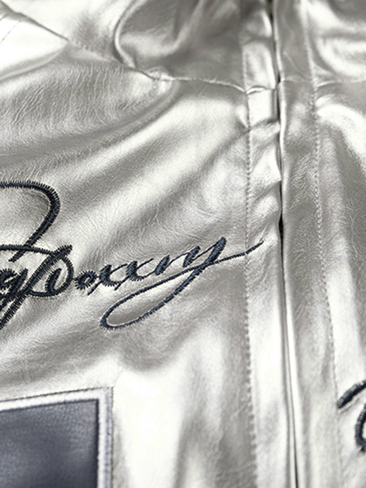 Number 11 Reflective Metallic Leather Track Jacket 