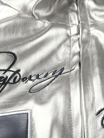 Number 11 Reflective Metallic Leather Track Jacket 