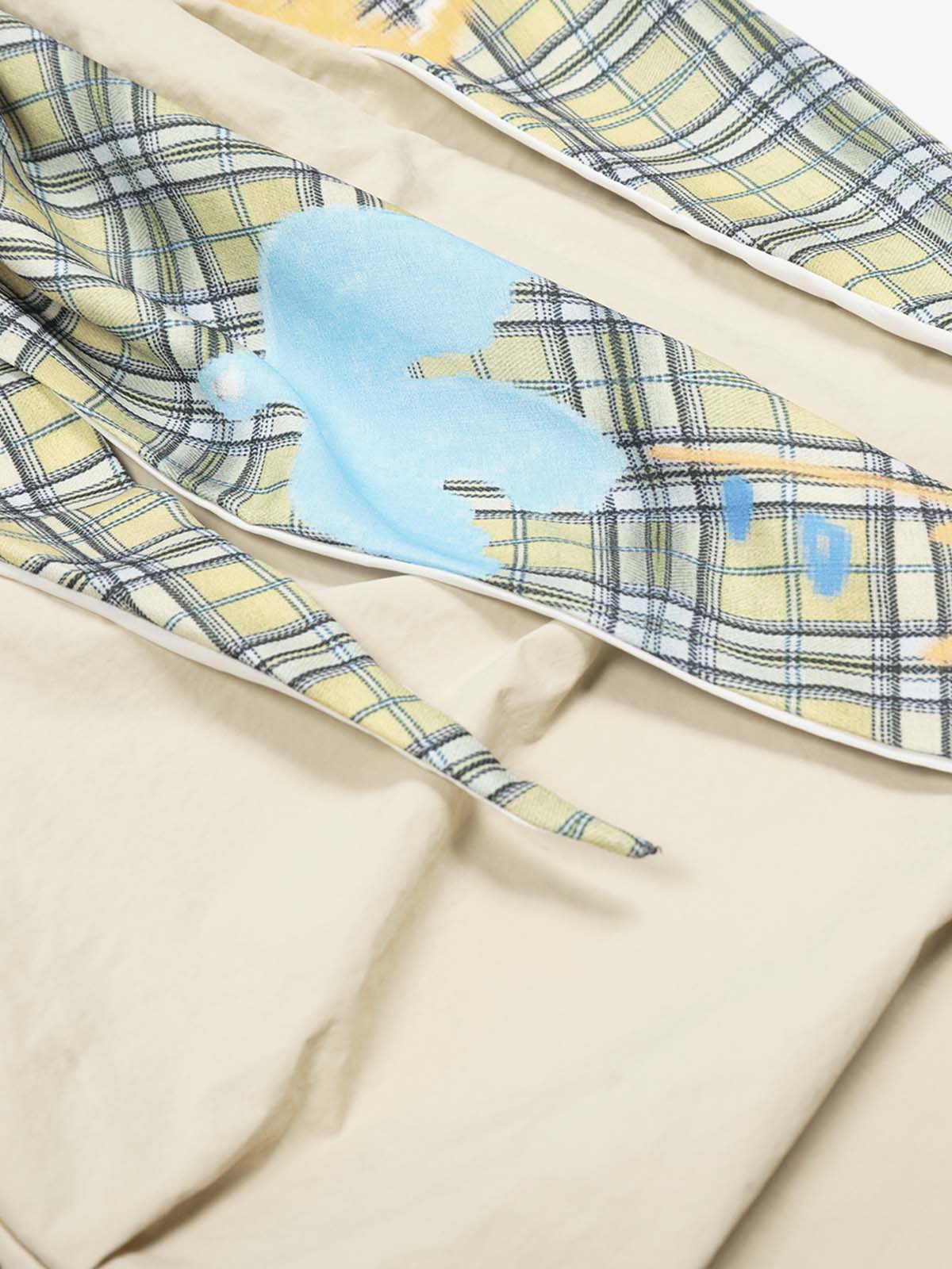Contrast Graffiti Plaid Decorative Patchwork Loose Casual Pant 