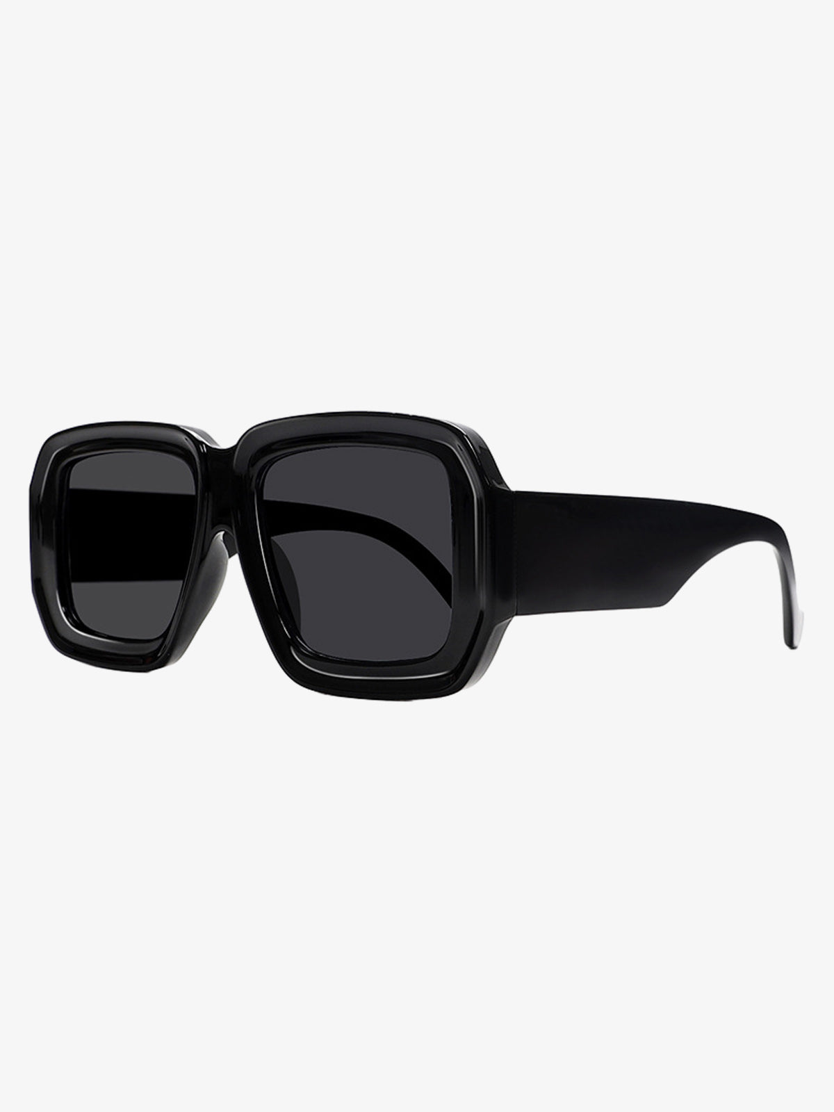 Retro Square Frame Wide Temple Sunglasses 