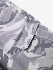 Snow Camouflage Machete Wide-Leg Cargo Barrel Pants - 2548 