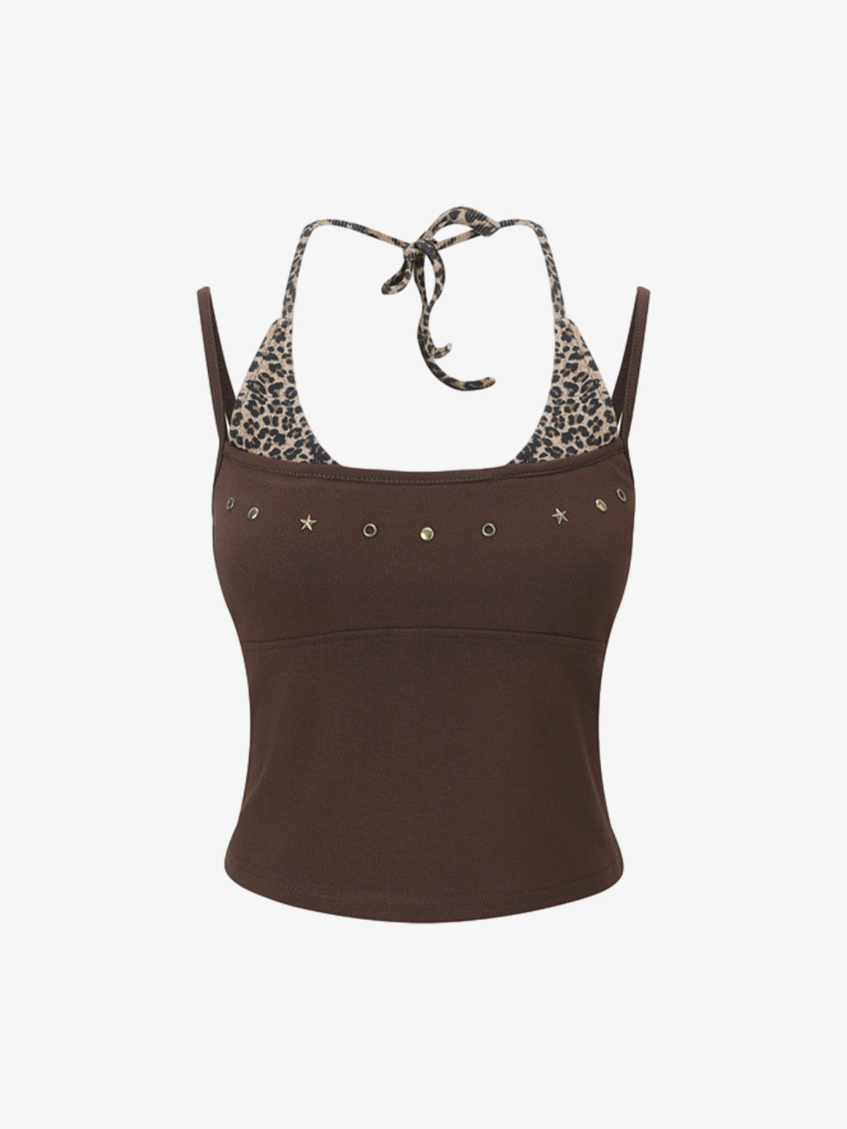 Top corto halter con estampado de leopardo