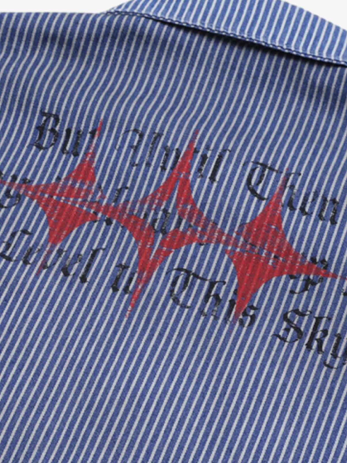 Streetwear Red Star Striped Long Sleeve Shirt 