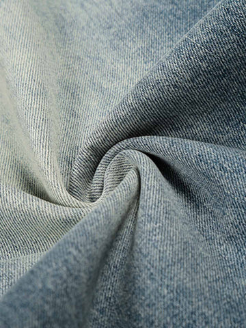 Washed Metal Hook Front Design Barrel Jeans