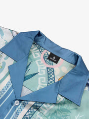 Porcelain Floral Camp Collar Boxy Shirt 