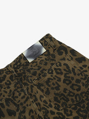 Leopard Print Cotton Wide Leg Shorts 