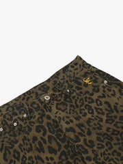 Leopard Print Cotton Wide Leg Shorts 