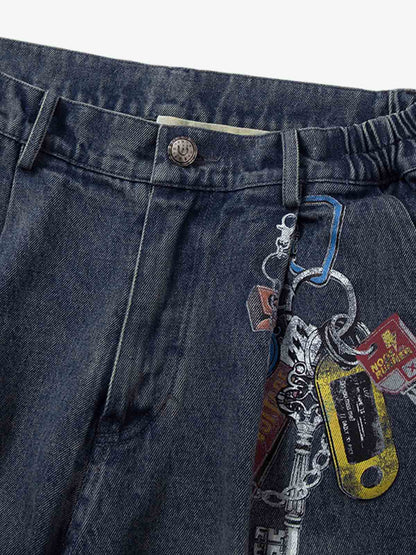 Camouflage Patchwork Workwear Straight Jeans 