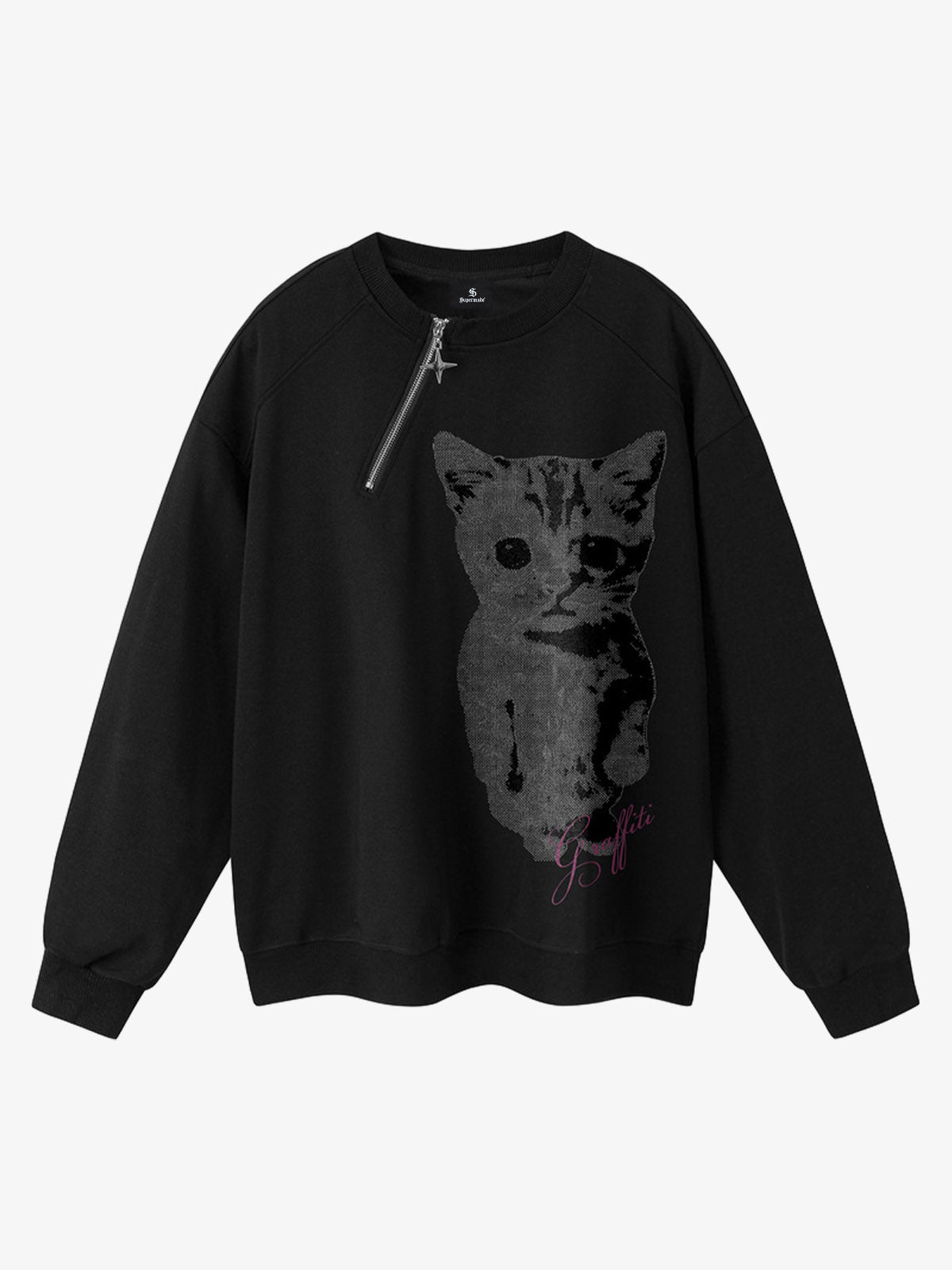 Standing Kitten Graphic Designer Zip Sweatshirt 