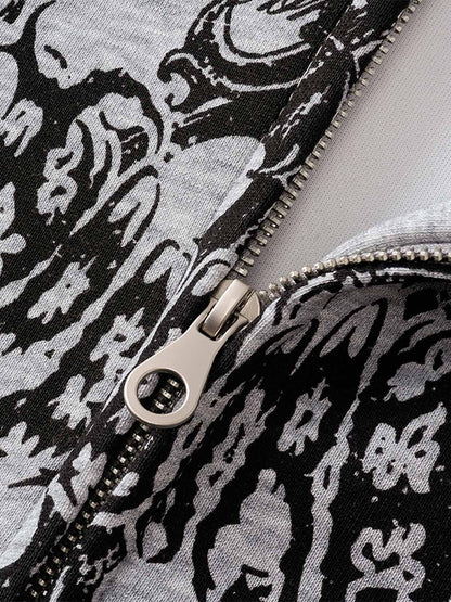 Street Wasteland Washed Cross Print Hooded Sweatshirt 