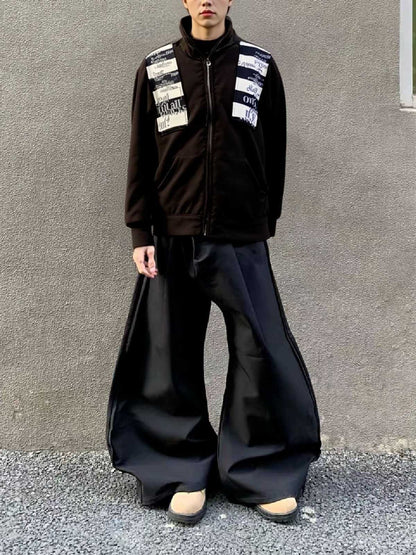 Retro Fake Two-Piece Zipper Hooded Sweatshirt 
