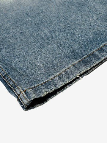 Washed Metal Hook Front Design Barrel Jeans