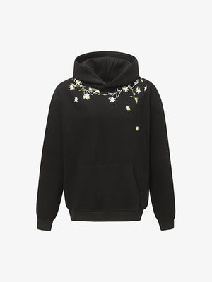 Daisy Embroidery Floral Pattern Heavyweight Hoodie 
