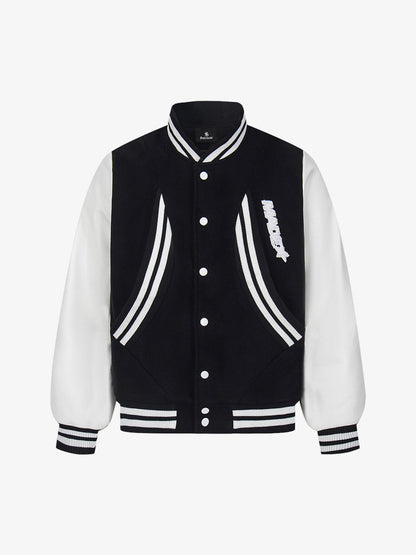Retro Stripe With Contrast Stitching Baseball Jacket 