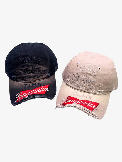 Distressed Baseball Cap with Frayed Brim