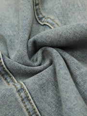 Denim Retro Belt Detail With Patchwork Barrel Jeans - 2490 