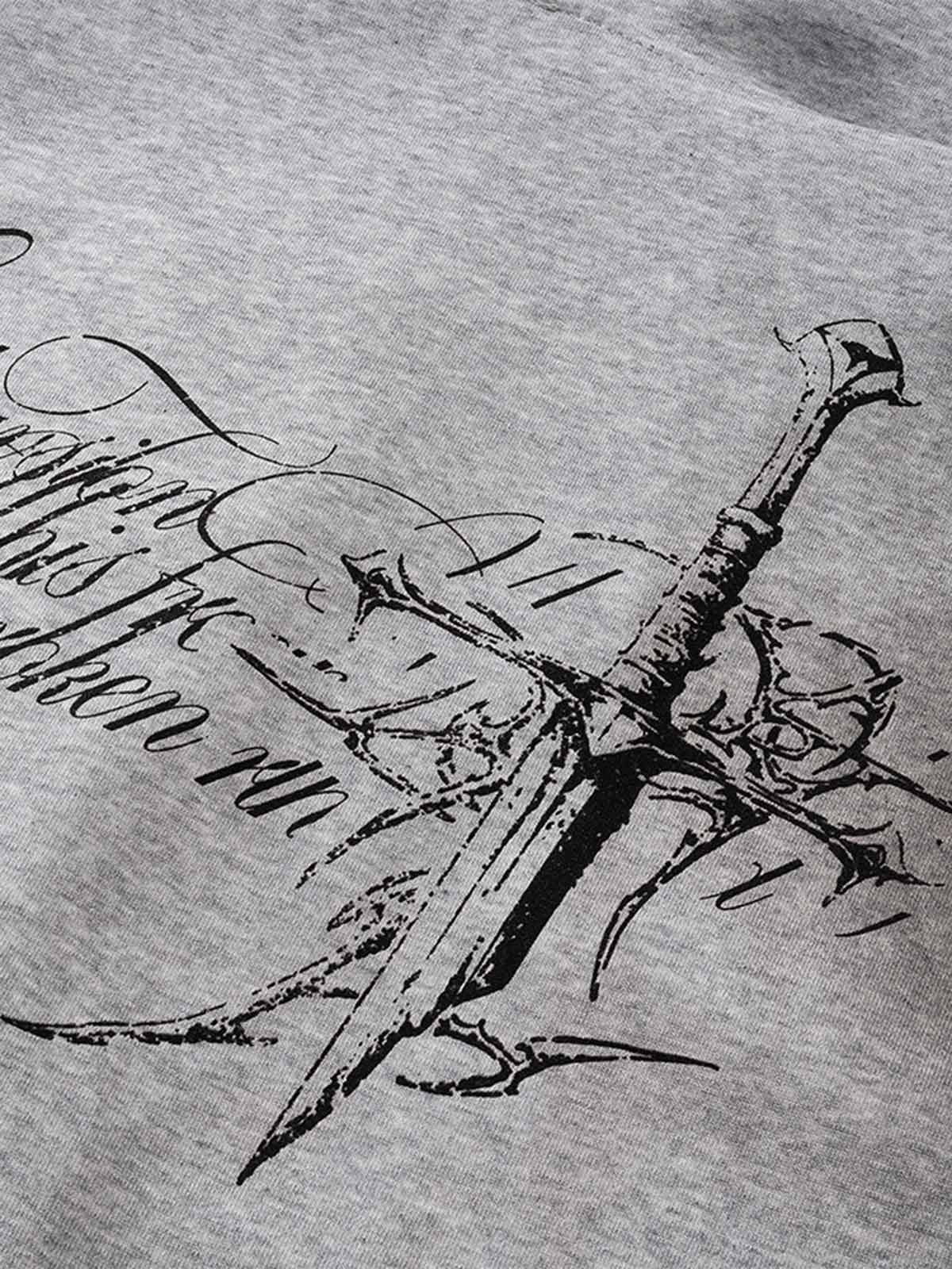 Street Wasteland Washed Cross Print Hooded Sweatshirt 