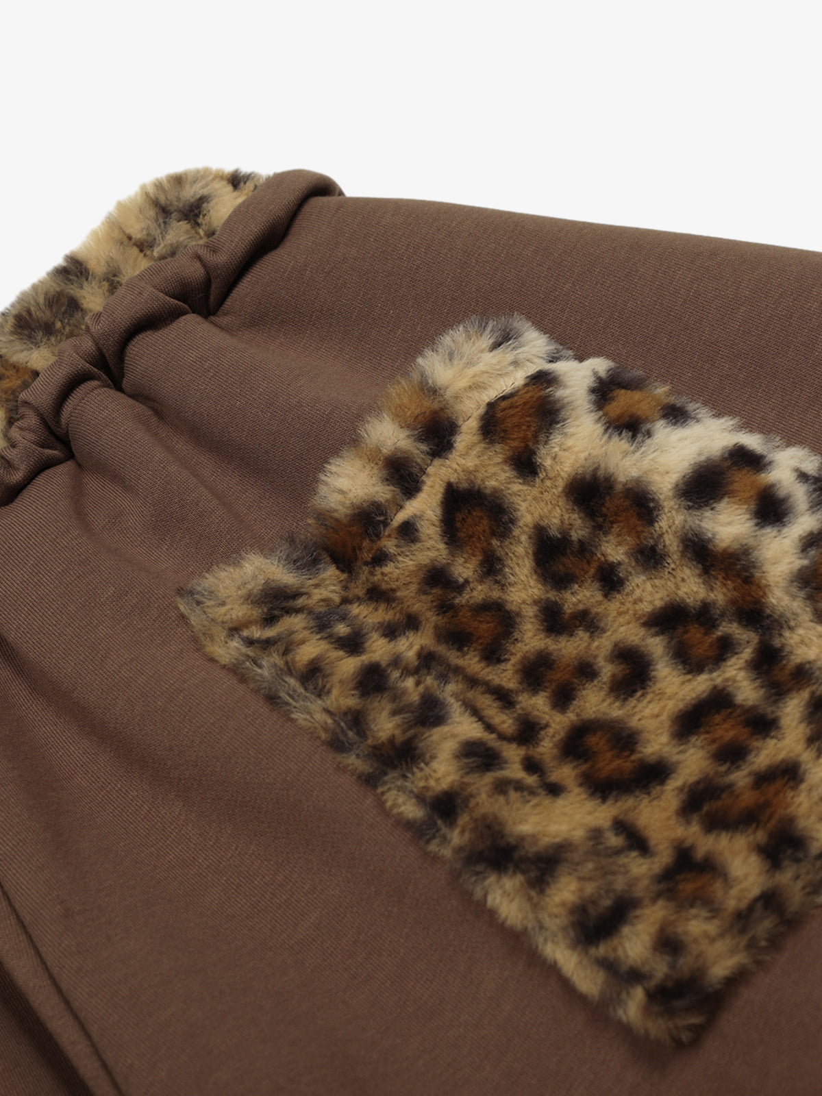 Retro Double-Waist Leopard Patch Barrel Pants - 2564 