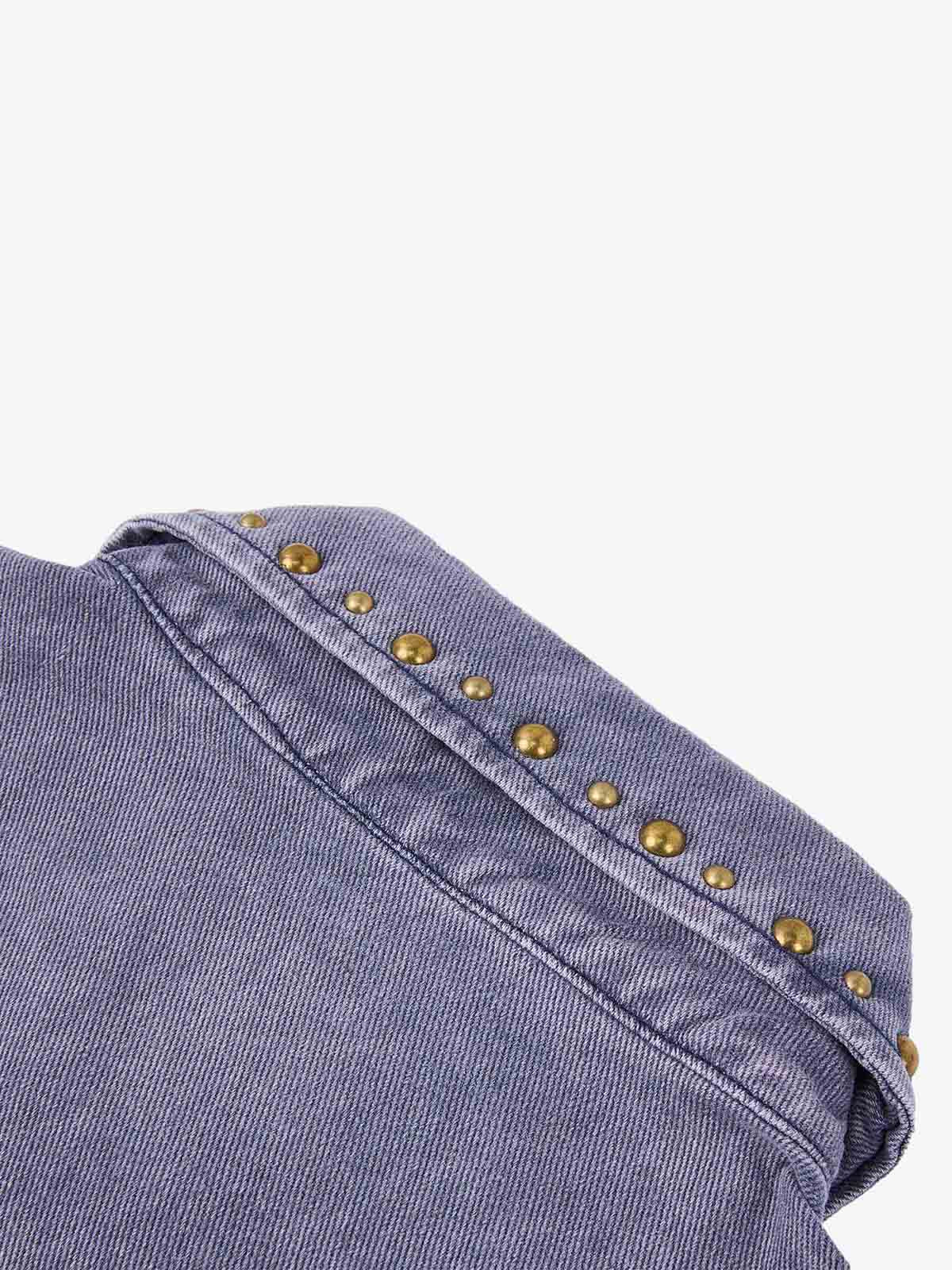 Distressed Studded Boxy Fit Denim Jacket