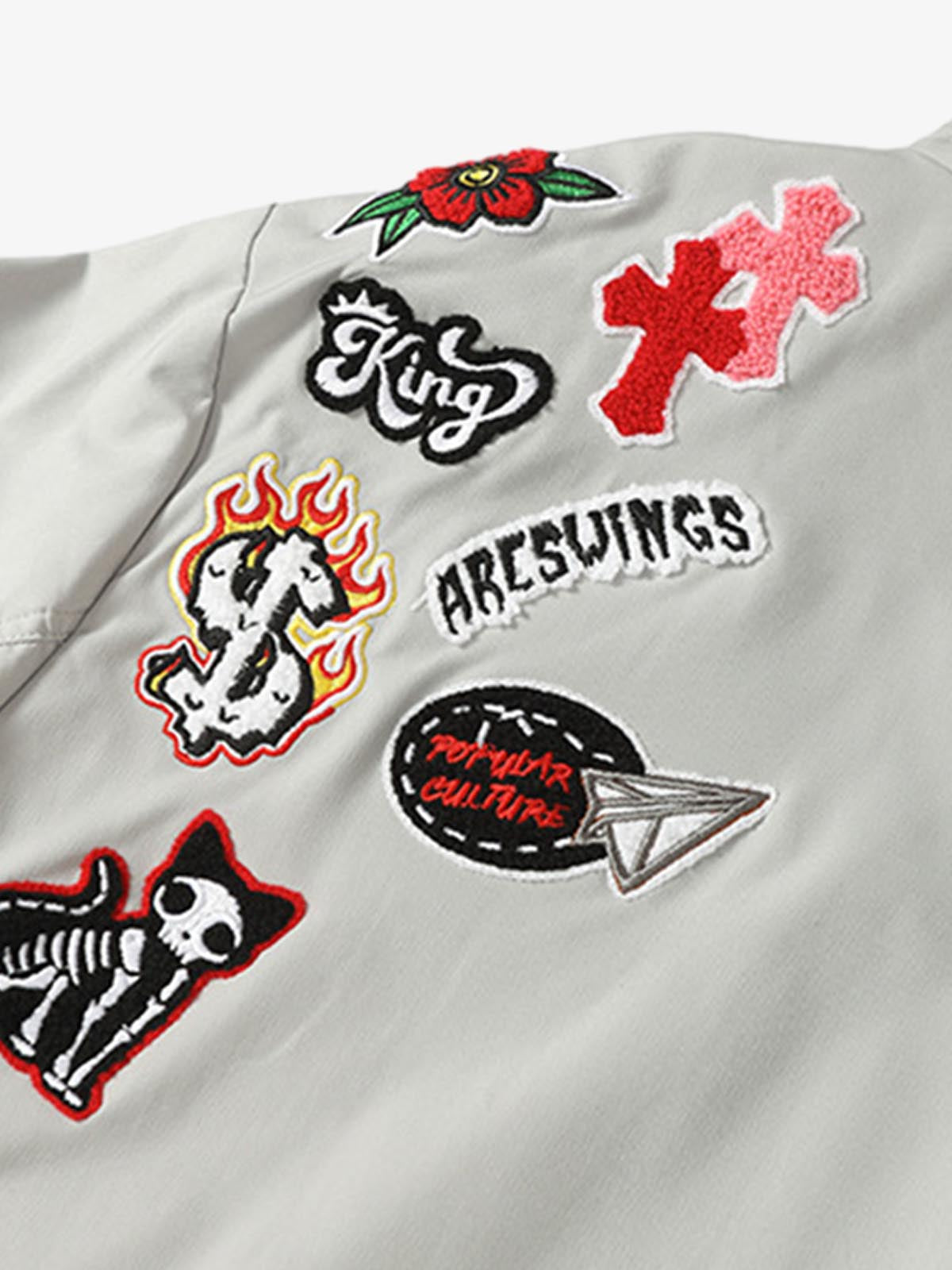 Original Design Bomber Jacket for Men and Women - Trendy Patches and High-Quality Construction 