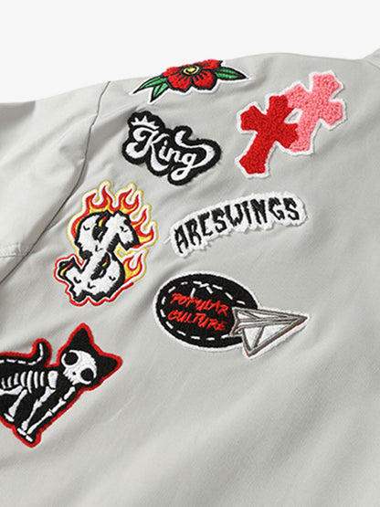 Original Design Bomber Jacket for Men and Women - Trendy Patches and High-Quality Construction 