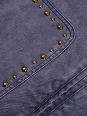 Distressed Studded Boxy Fit Denim Jacket