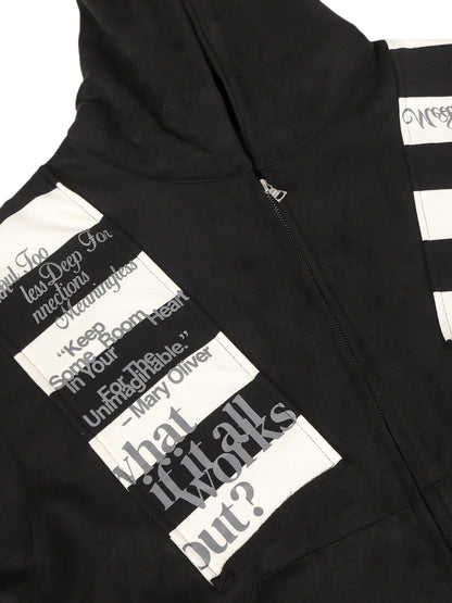 Retro Fake Two-Piece Zipper Hooded Sweatshirt 