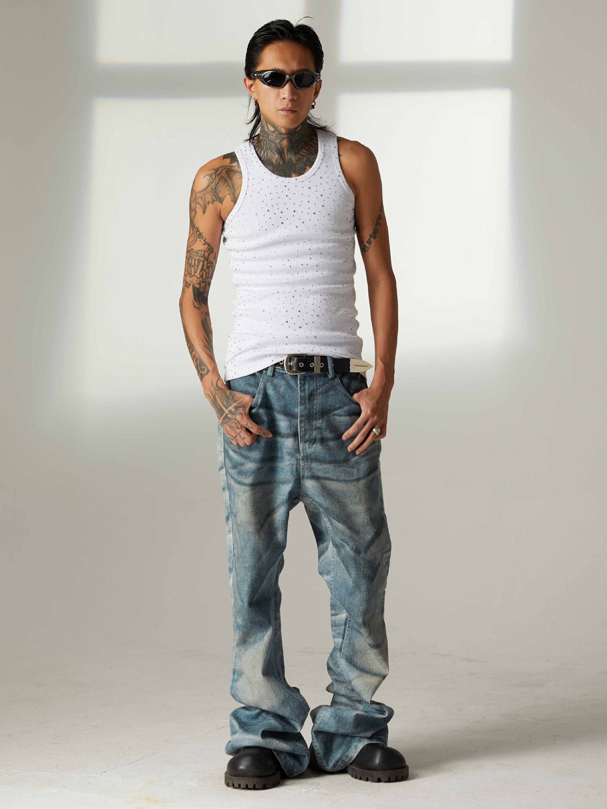 Street Heavy Rhinestone Threaded Vest 