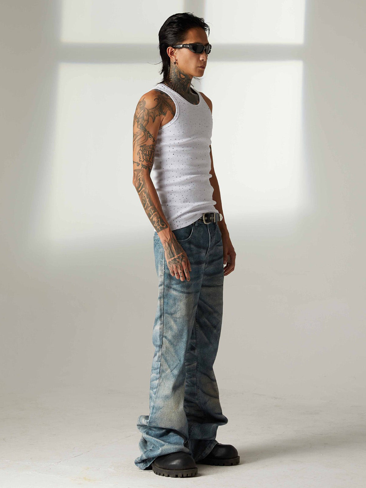 Street Heavy Rhinestone Threaded Vest 
