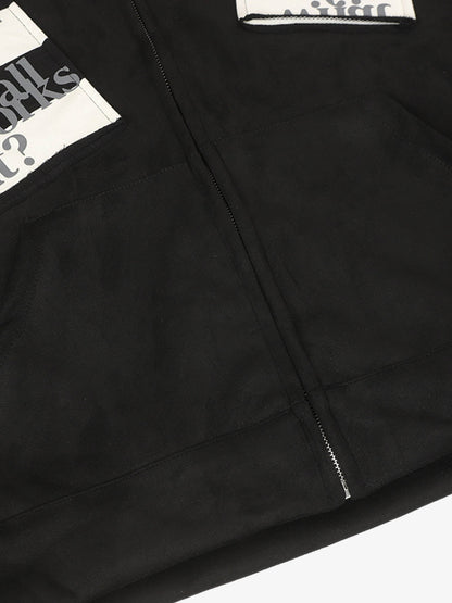 Retro Fake Two-Piece Zipper Hooded Sweatshirt 