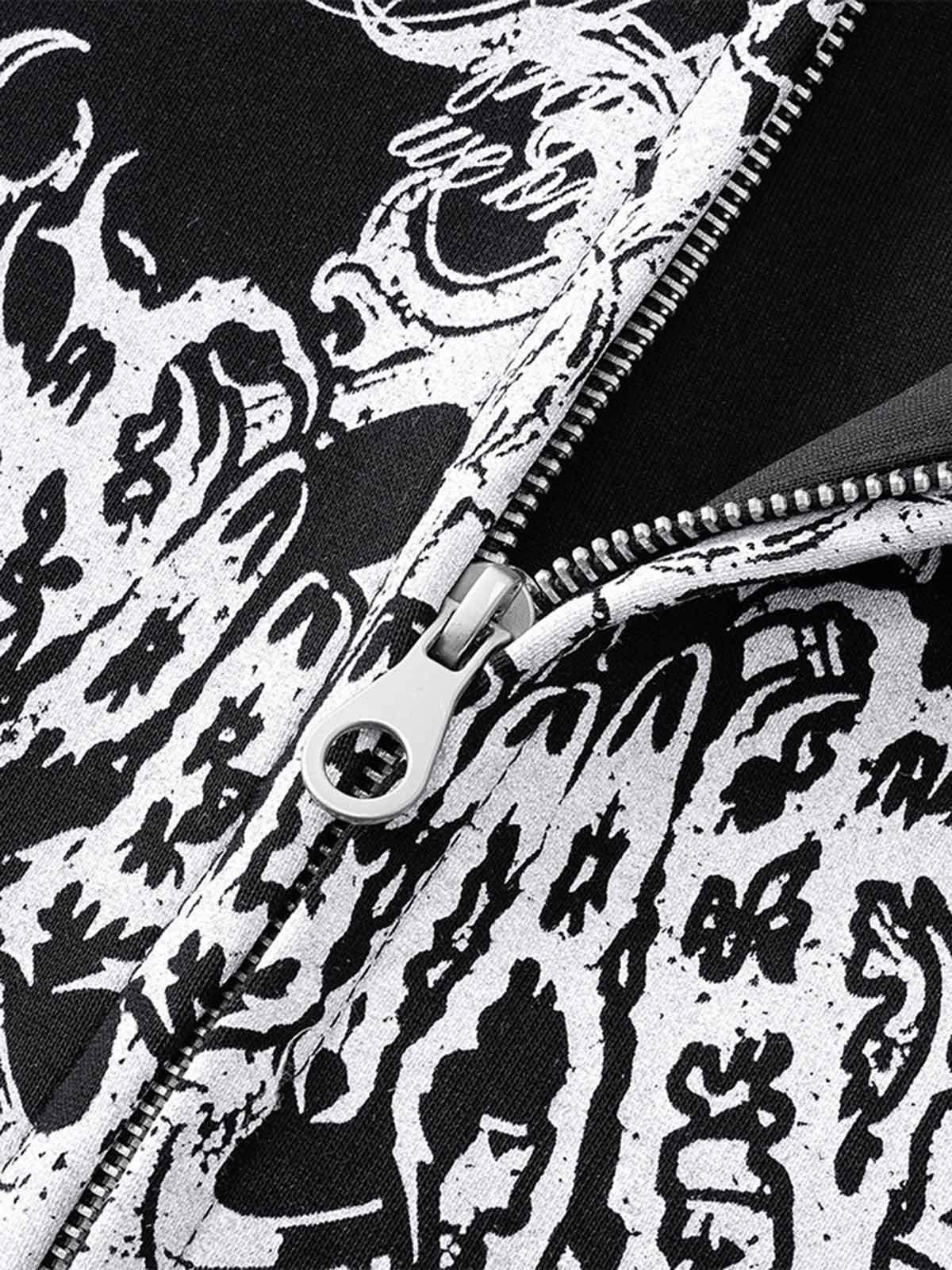 Street Wasteland Washed Cross Print Hooded Sweatshirt 