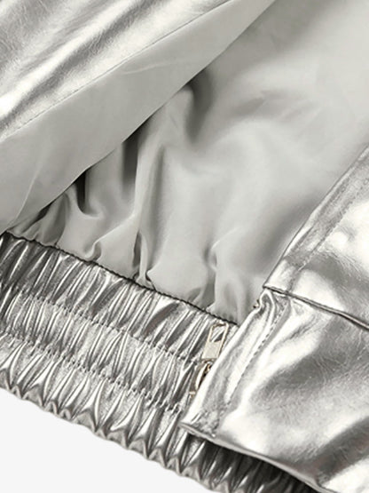 Number 11 Reflective Metallic Leather Track Jacket 