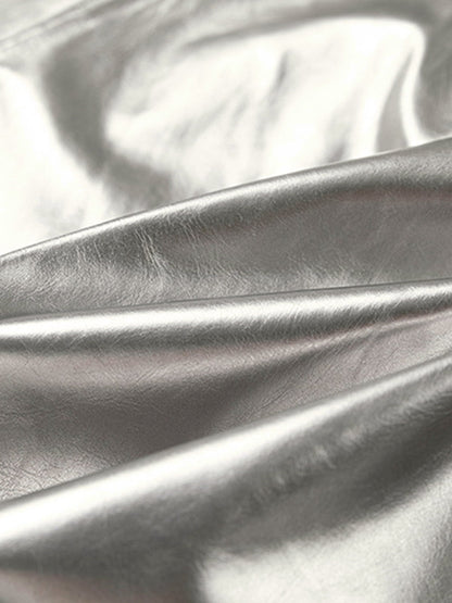 Number 11 Reflective Metallic Leather Track Jacket 