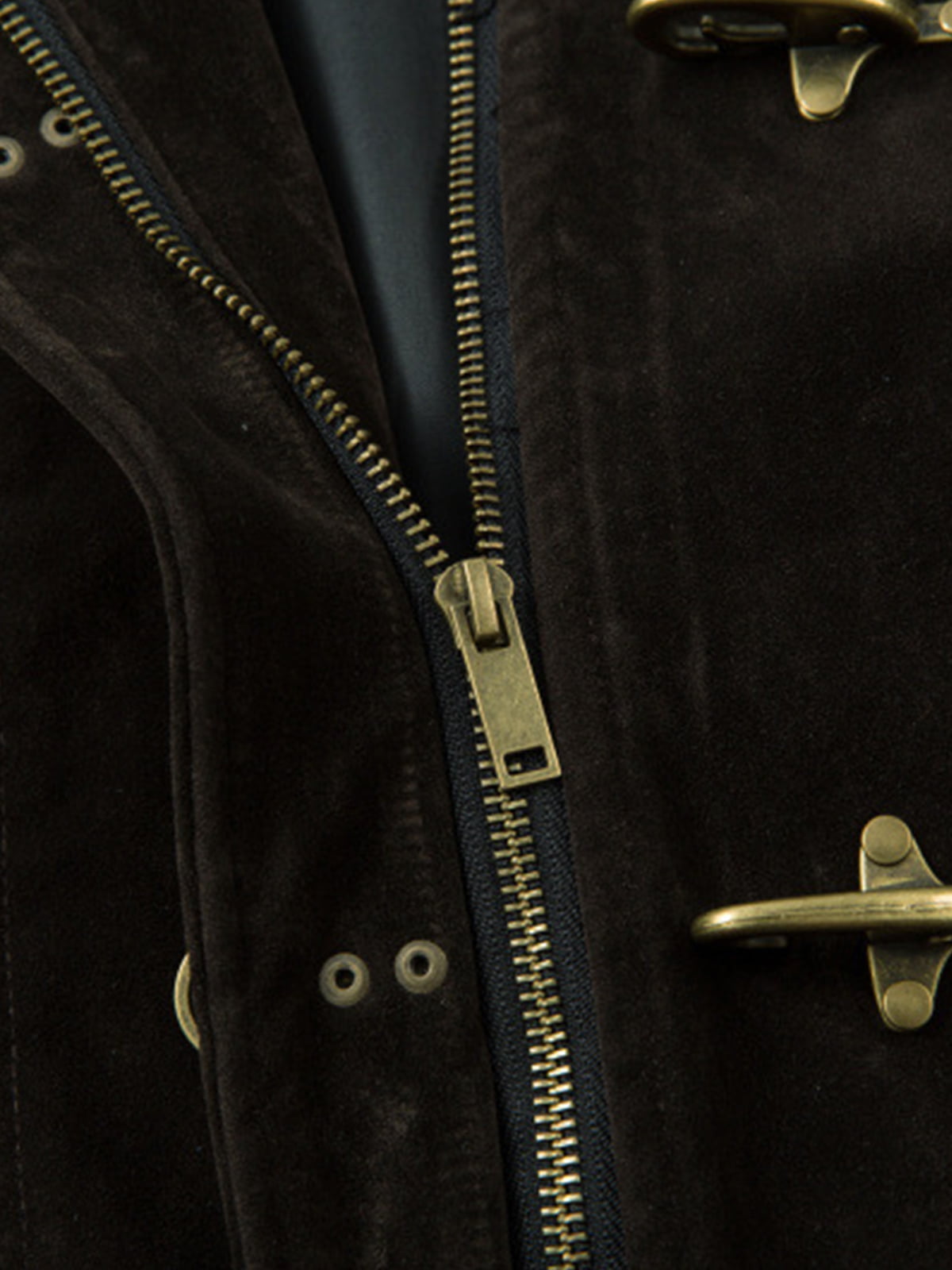 Retro Unique Metal Button Lapel Suede Bomber Jacket - 2538 