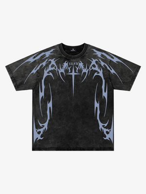 Cross Thorn Graphic Distressed Tee - Supermade