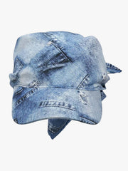 Baseballkappe aus Denim mit Bandana-Grafik und Used-Look