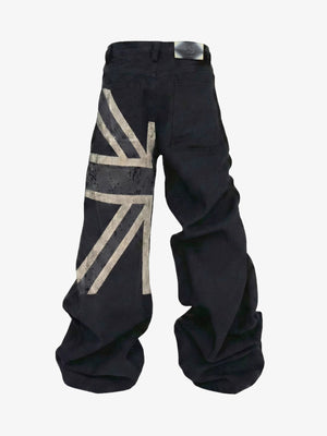 Flag Graphic Washed Distressed Jeans