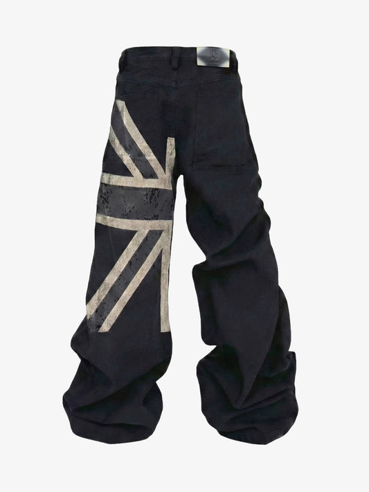Flag Graphic Washed Distressed Jeans