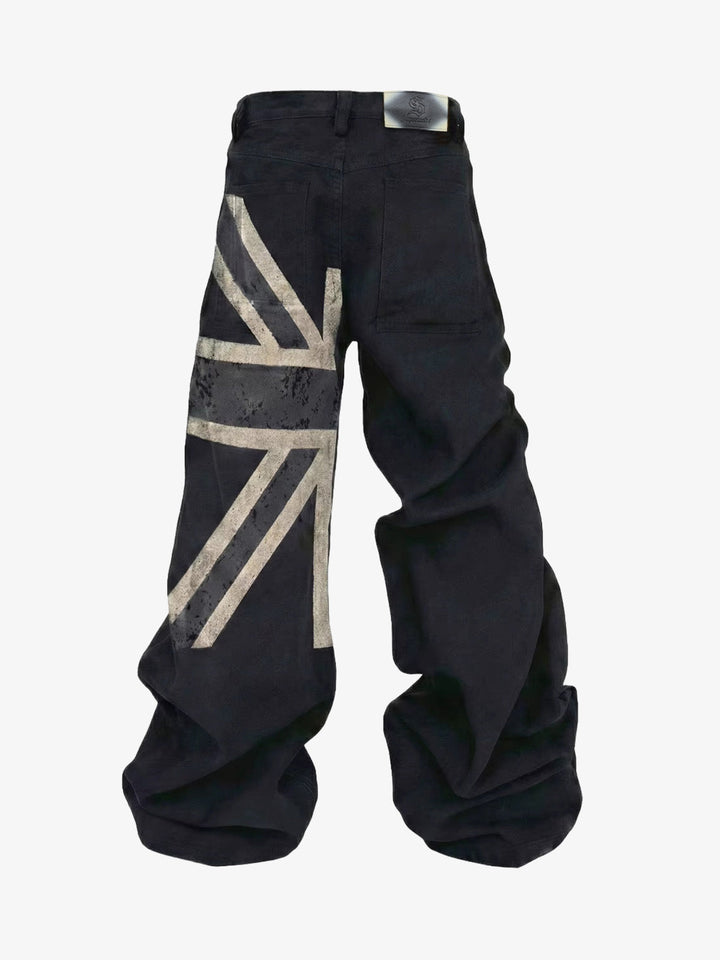Flag Graphic Washed Distressed Jeans