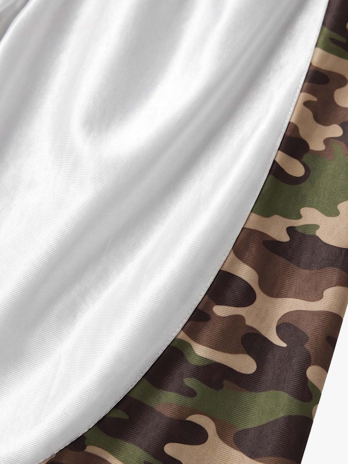Camo Patchwork Satin Capri Pants Set