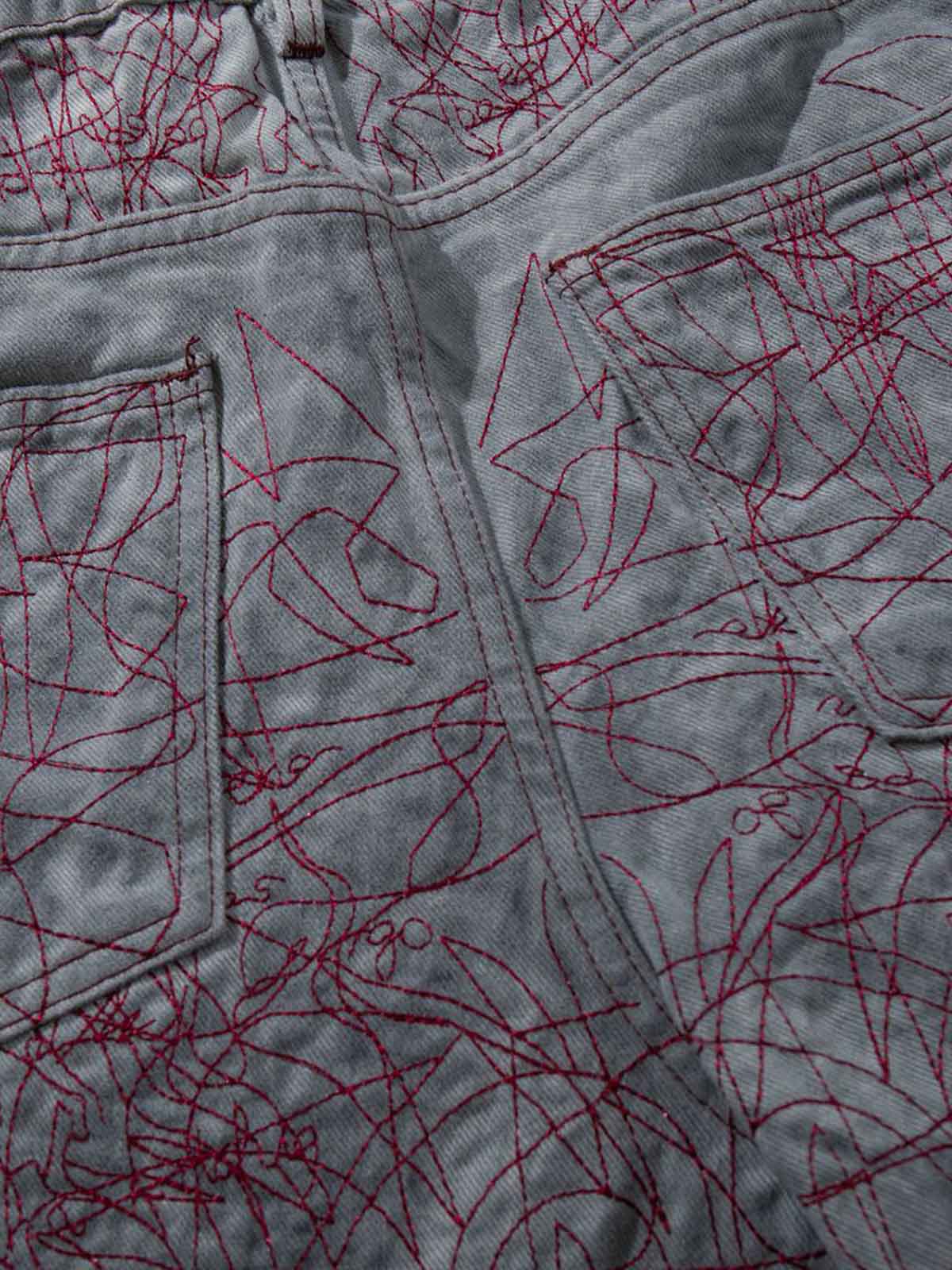 Allover Stitch Baggy Jeans 