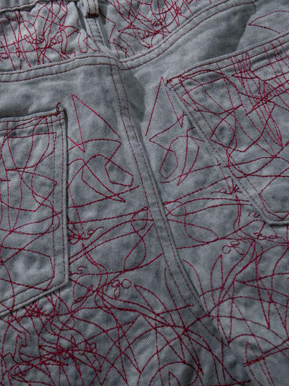 Allover Stitch Baggy Jeans 