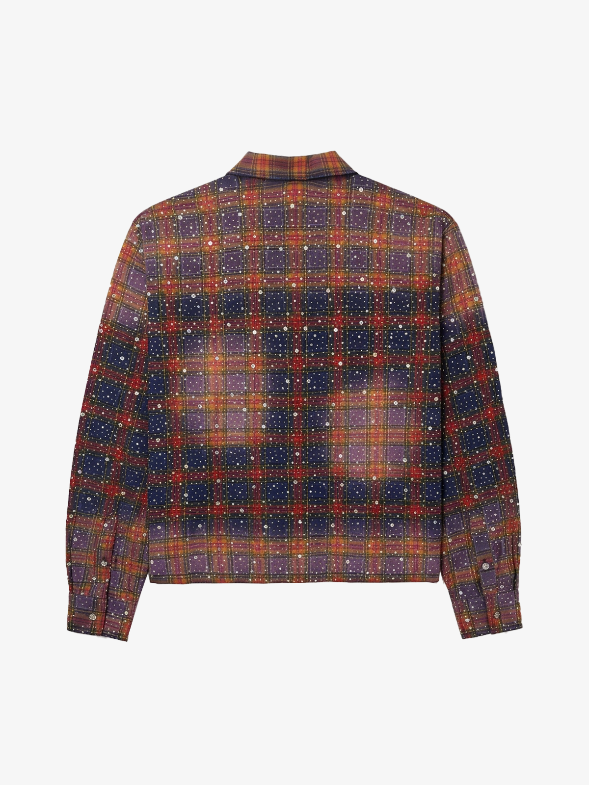 Rhinestone Plaid Long-Sleeve Shirt