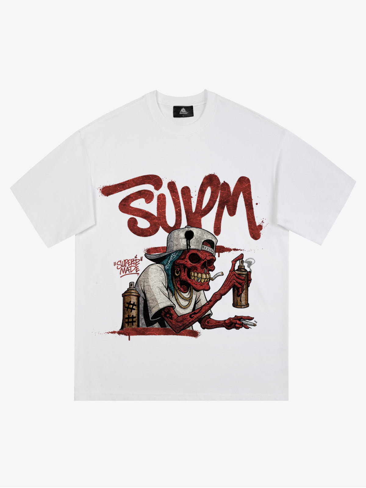 Street Trendy Skull Spray-Paint Graffiti Master T-Shirt 