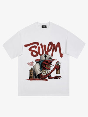 Thesupermade Trendy Skull Graffiti Master T-shirt 